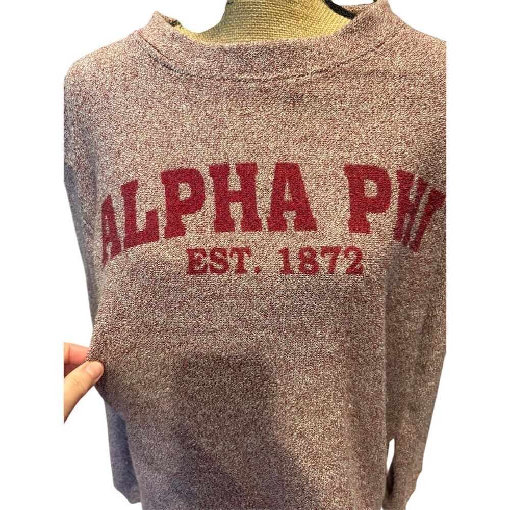 *3/$15 Alpha Phi Maroon Crewneck Sweater Women's Small Standard Long Sleeve - Picture 2 of 7